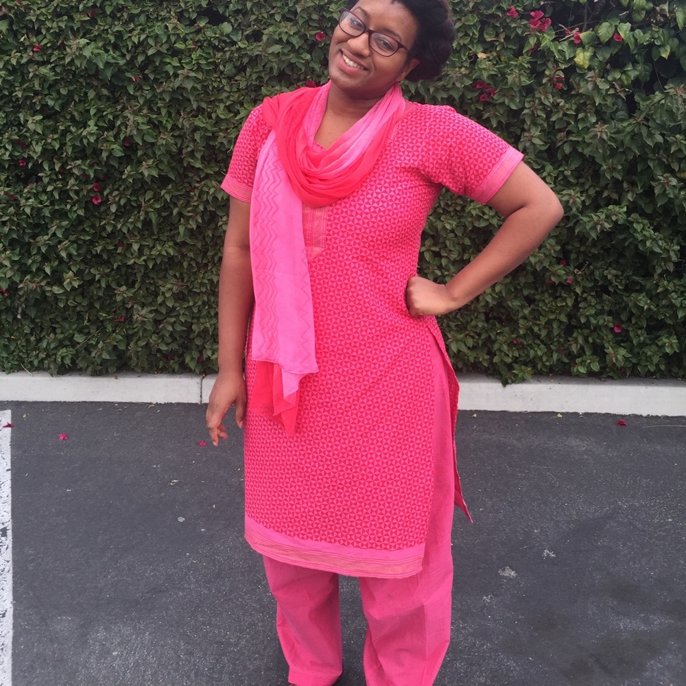 Pink Dress Kurti with embroidery